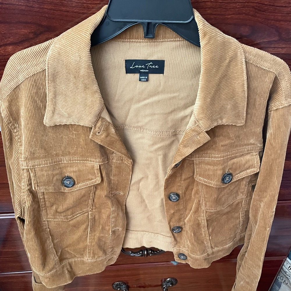 Cropped Brown Corduroy Utility Jacket